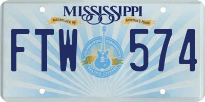 MS license plate FTW574