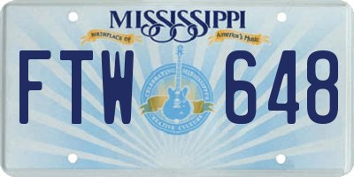 MS license plate FTW648