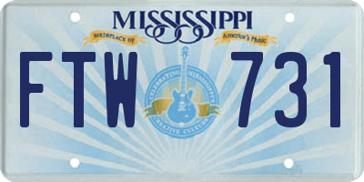 MS license plate FTW731