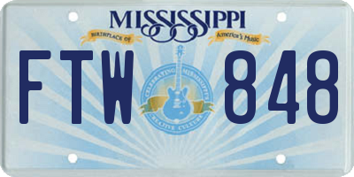 MS license plate FTW848