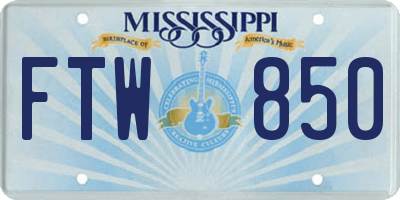 MS license plate FTW850