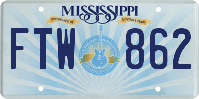 MS license plate FTW862