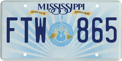 MS license plate FTW865