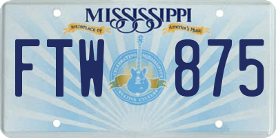 MS license plate FTW875