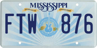 MS license plate FTW876