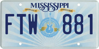 MS license plate FTW881