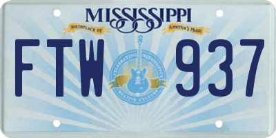 MS license plate FTW937