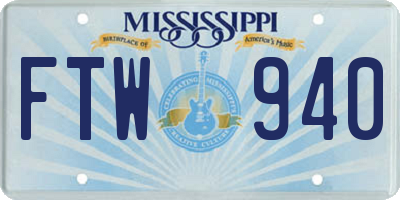 MS license plate FTW940