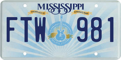 MS license plate FTW981