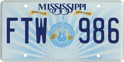 MS license plate FTW986