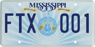 MS license plate FTX001