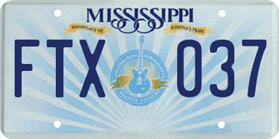 MS license plate FTX037