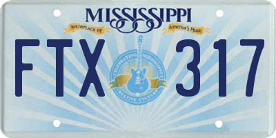 MS license plate FTX317