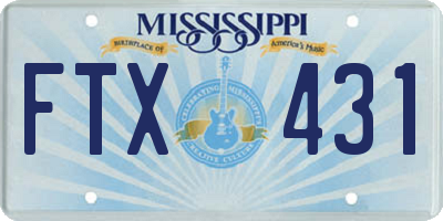 MS license plate FTX431