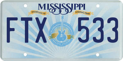 MS license plate FTX533
