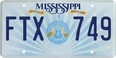 MS license plate FTX749