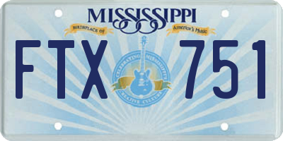 MS license plate FTX751