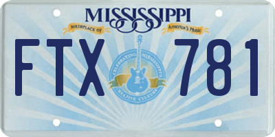 MS license plate FTX781