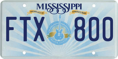 MS license plate FTX800