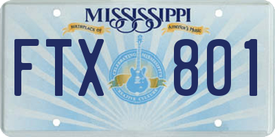 MS license plate FTX801