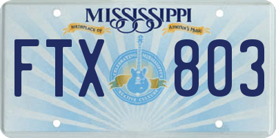 MS license plate FTX803
