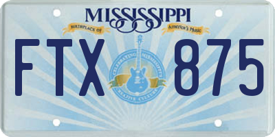 MS license plate FTX875