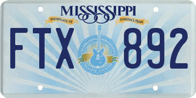 MS license plate FTX892
