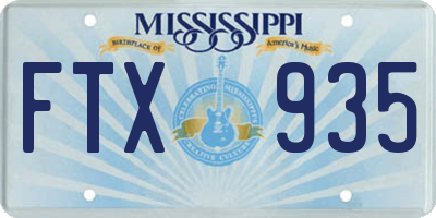 MS license plate FTX935