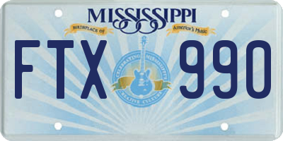 MS license plate FTX990