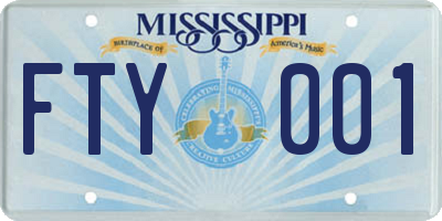 MS license plate FTY001