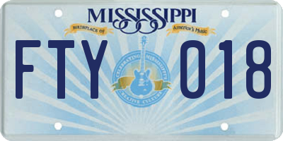 MS license plate FTY018