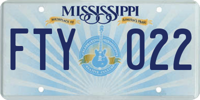 MS license plate FTY022