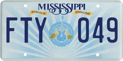 MS license plate FTY049