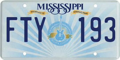 MS license plate FTY193