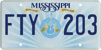 MS license plate FTY203
