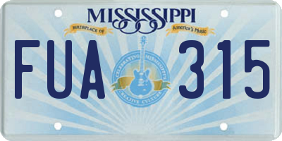 MS license plate FUA315