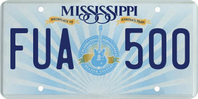 MS license plate FUA500