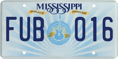 MS license plate FUB016