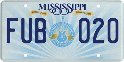 MS license plate FUB020