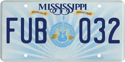 MS license plate FUB032