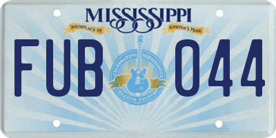 MS license plate FUB044