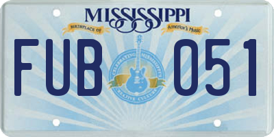 MS license plate FUB051