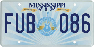 MS license plate FUB086