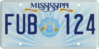 MS license plate FUB124