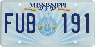 MS license plate FUB191