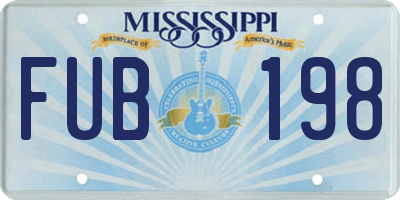 MS license plate FUB198