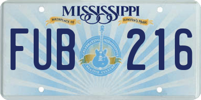 MS license plate FUB216