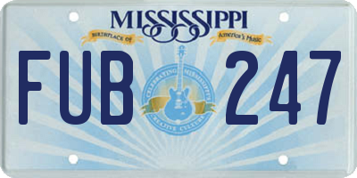 MS license plate FUB247
