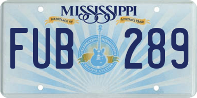 MS license plate FUB289