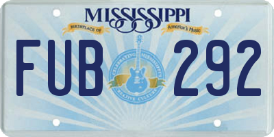MS license plate FUB292
